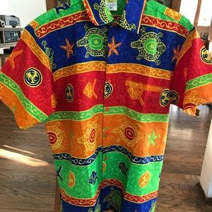 Neon Retro Caribbean Hawaiian Shirt Button Down